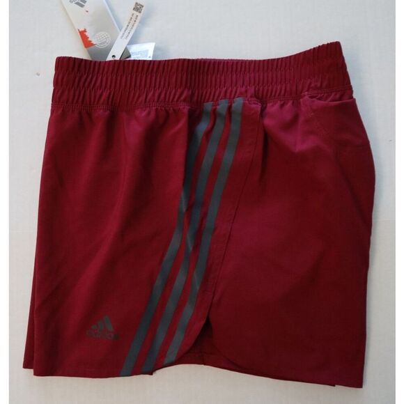 Adidas H57186 Women's Sz M Burgundy Run Icons 3-Stripes 3" Running Shorts - Picture 9 of 10